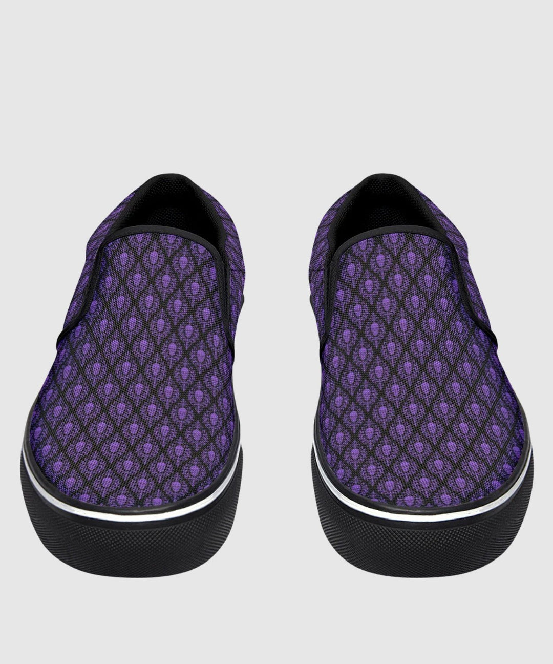 Victorian Skull Damask Slip - On Shoes - The Pagan Grimoire