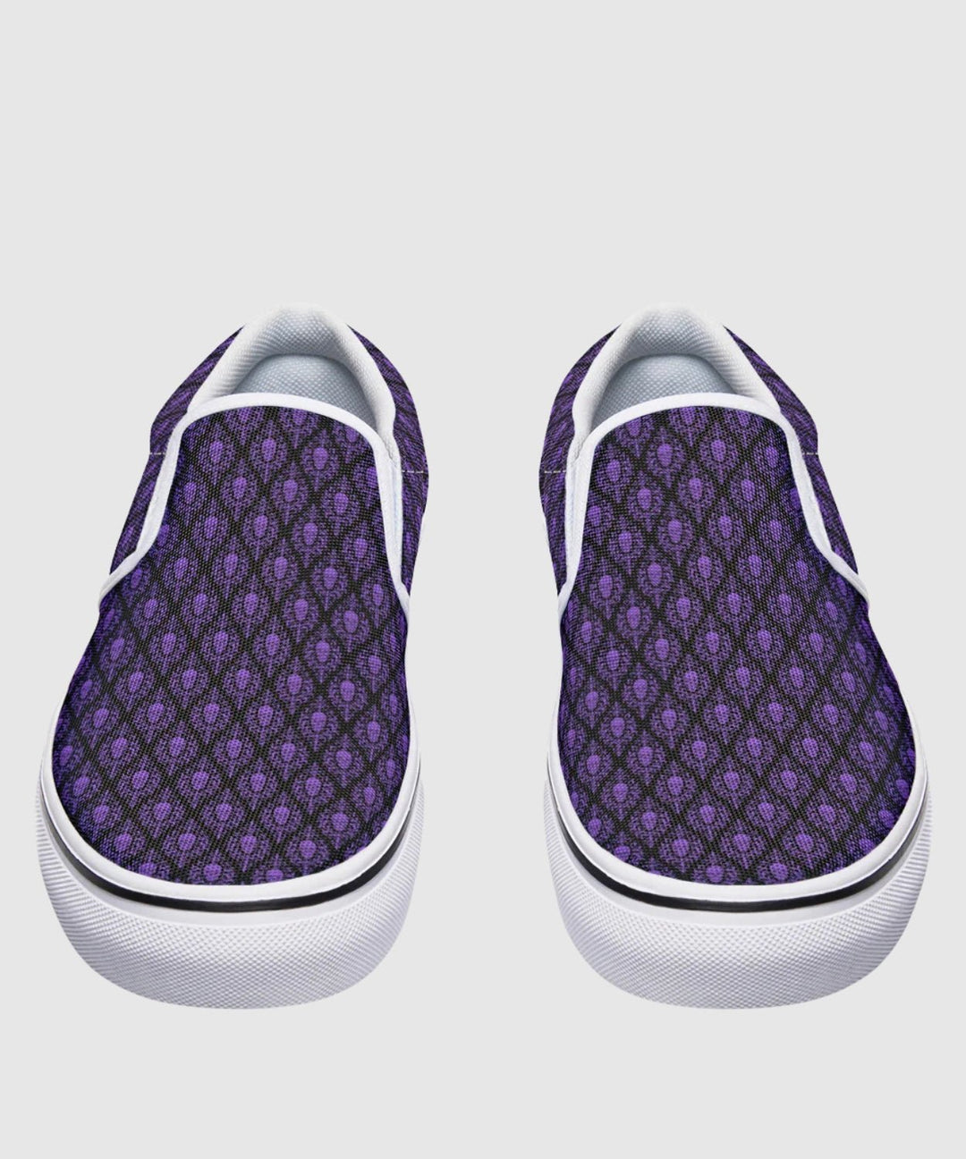 Victorian Skull Damask Slip - On Shoes - The Pagan Grimoire