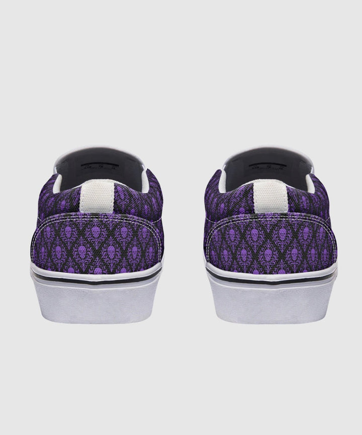 Victorian Skull Damask Slip - On Shoes - The Pagan Grimoire