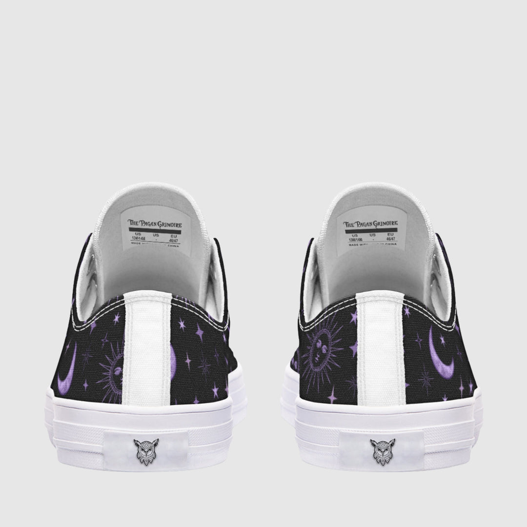 Vintage Celestial Sun and Moon Low Tops - The Pagan Grimoire