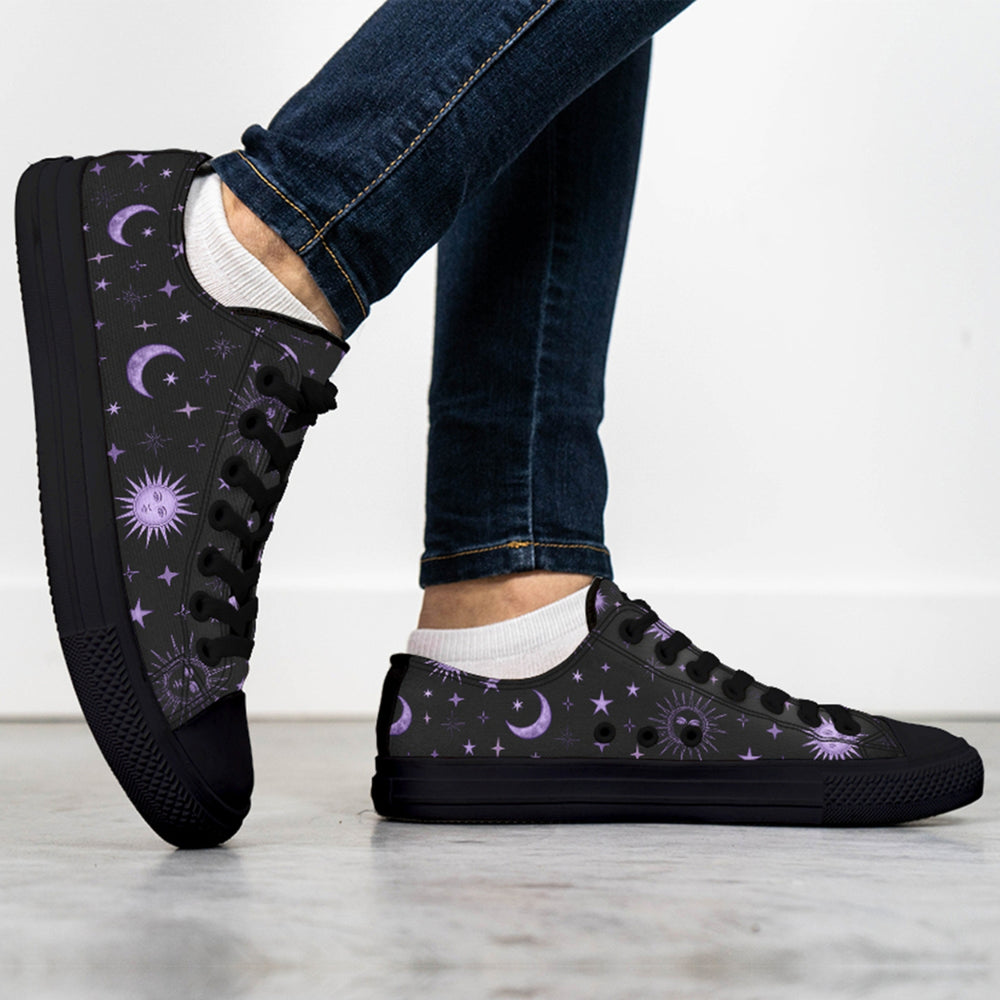 Vintage Celestial Sun and Moon Low Tops - The Pagan Grimoire
