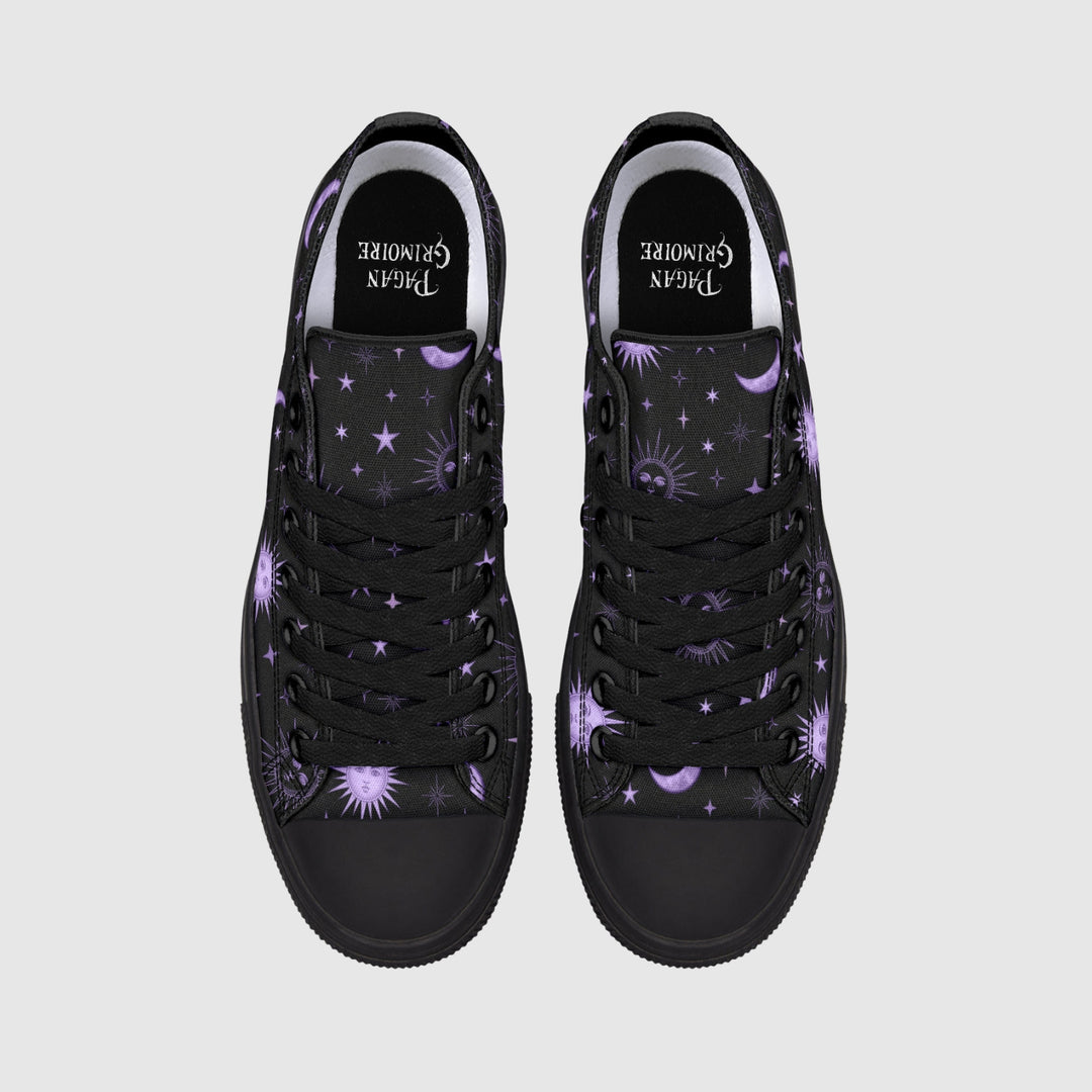 Vintage Celestial Sun and Moon Low Tops - The Pagan Grimoire
