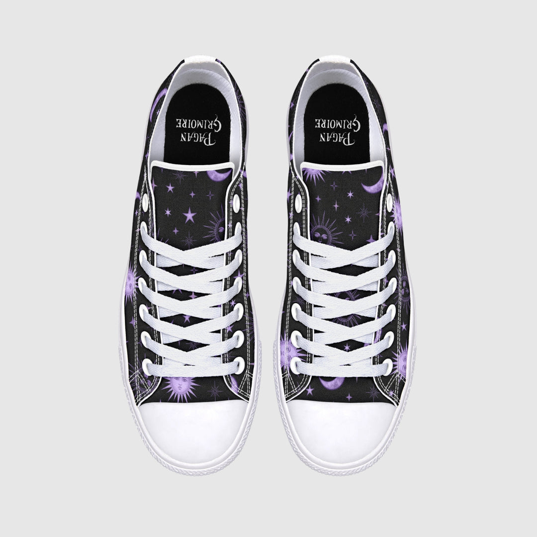 Vintage Celestial Sun and Moon Low Tops - The Pagan Grimoire