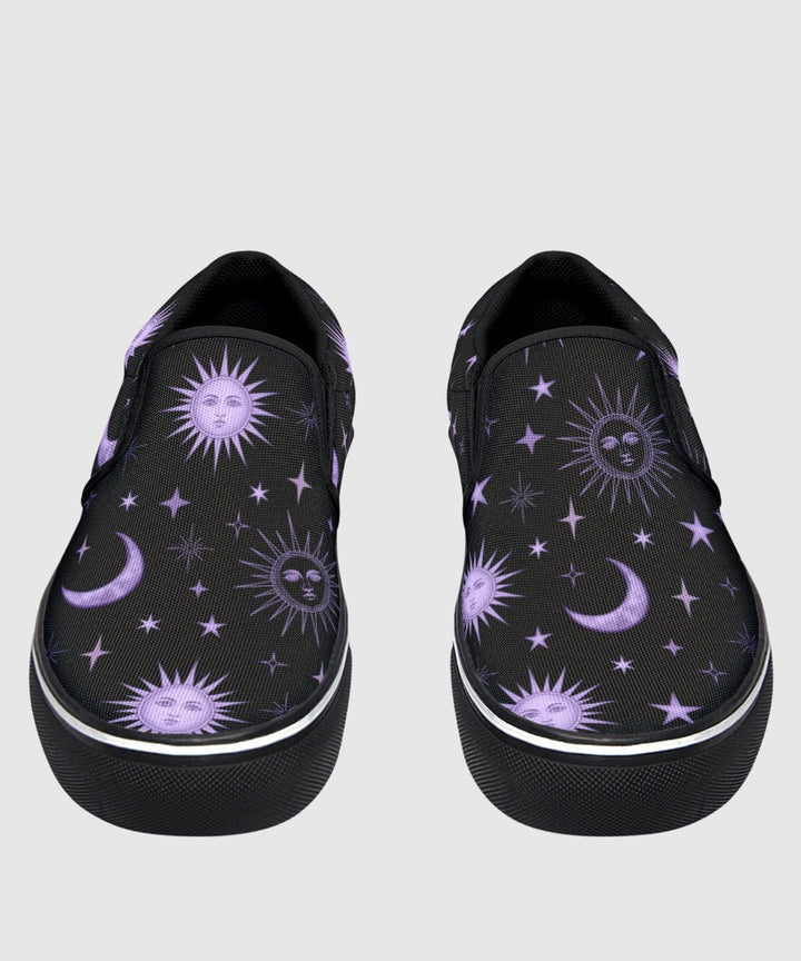 Vintage Celestial Sun and Moon Slip On Shoes - The Pagan Grimoire