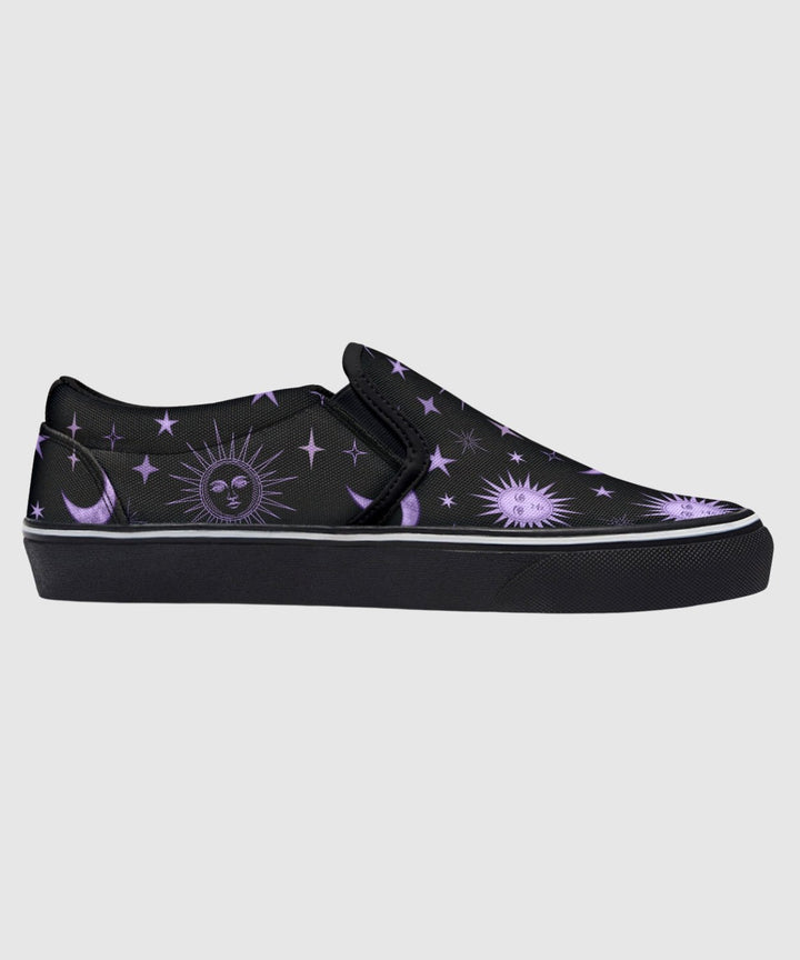Vintage Celestial Sun and Moon Slip On Shoes - The Pagan Grimoire