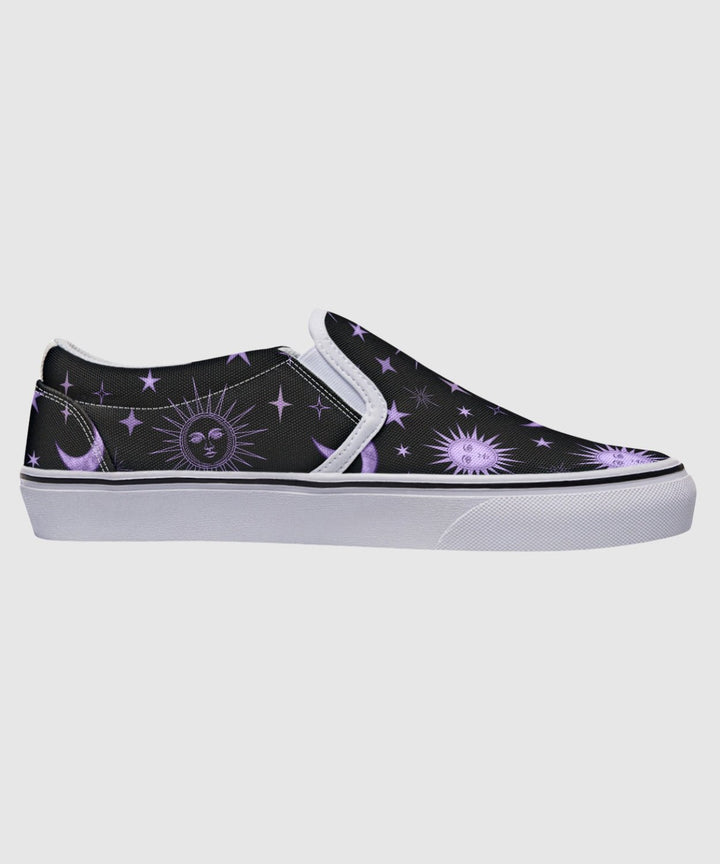 Vintage Celestial Sun and Moon Slip On Shoes - The Pagan Grimoire