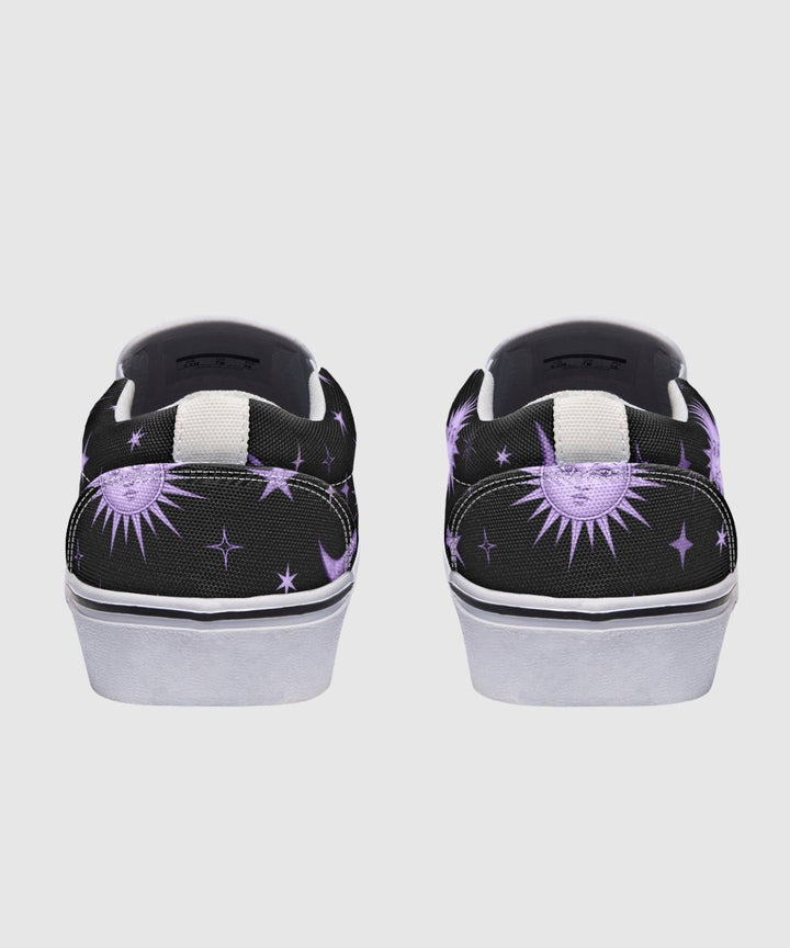 Vintage Celestial Sun and Moon Slip On Shoes - The Pagan Grimoire