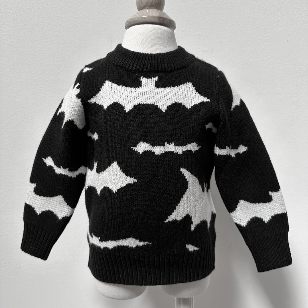 Black & White Bat Sweater - The Pagan Grimoire