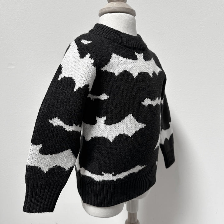 Black & White Bat Sweater - The Pagan Grimoire