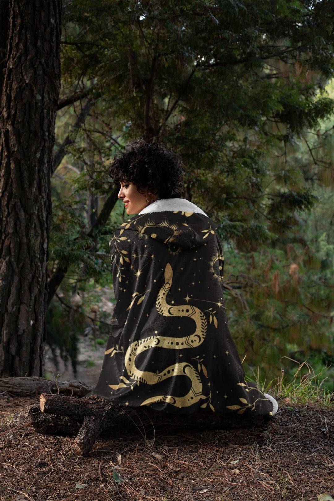 Boho Golden Snake Hooded Blanket - The Pagan Grimoire