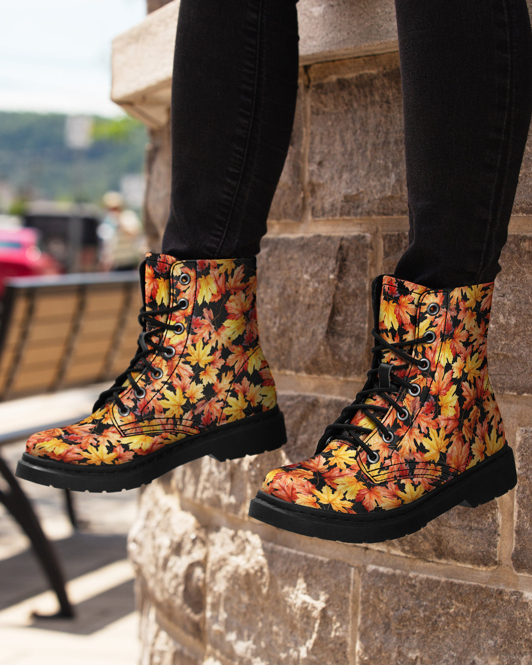 Fall Leaves Combat Boots