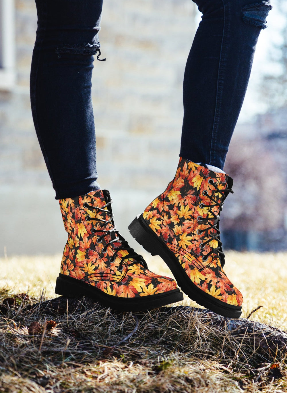 Fall Leaves Combat Boots - The Pagan Grimoire