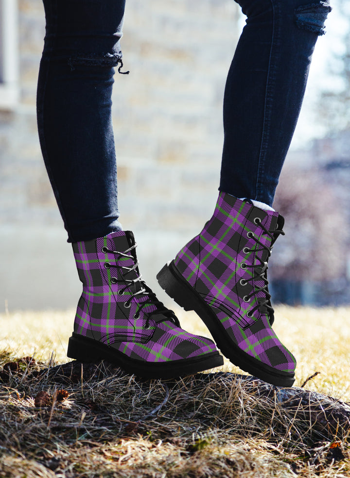 Purple and Green Plaid Boots