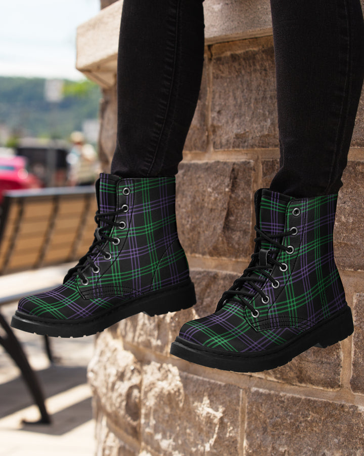 Green and Purple Plaid Boots