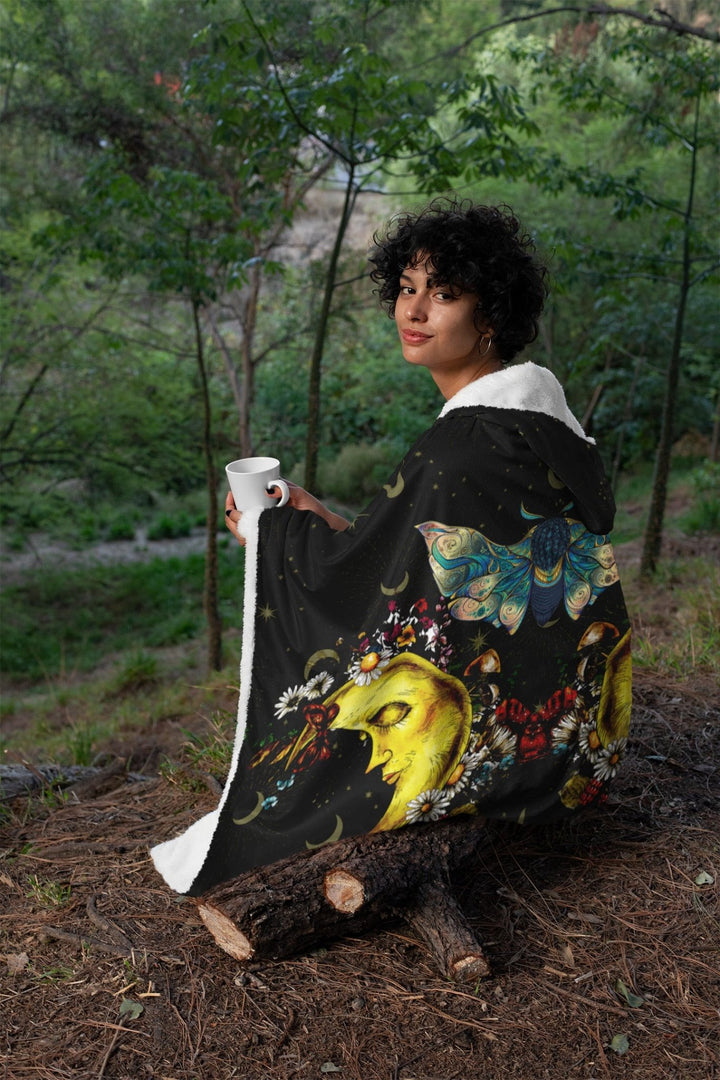 Celestial Moth Hooded Blanket - The Pagan Grimoire