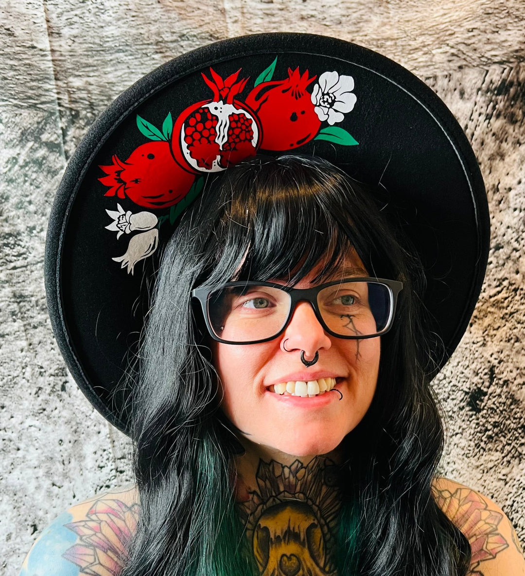 Pomegranate Felt Wide Brim Hat - The Pagan Grimoire
