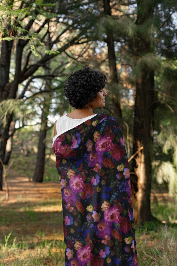 Midnight Bloom Gothic Hooded Blanket - The Pagan Grimoire
