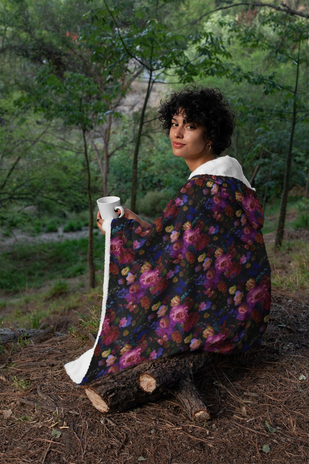 Midnight Bloom Gothic Hooded Blanket - The Pagan Grimoire