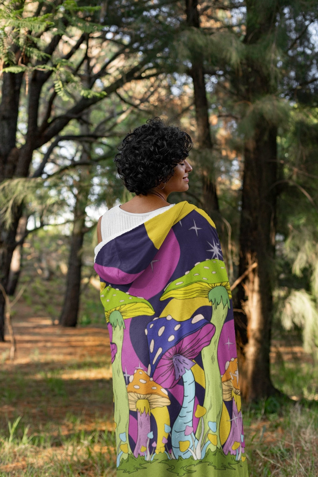 Neon Mushroom Hooded Blanket - The Pagan Grimoire