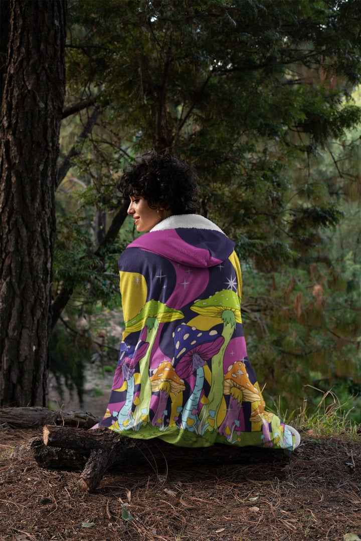 Neon Mushroom Hooded Blanket - The Pagan Grimoire