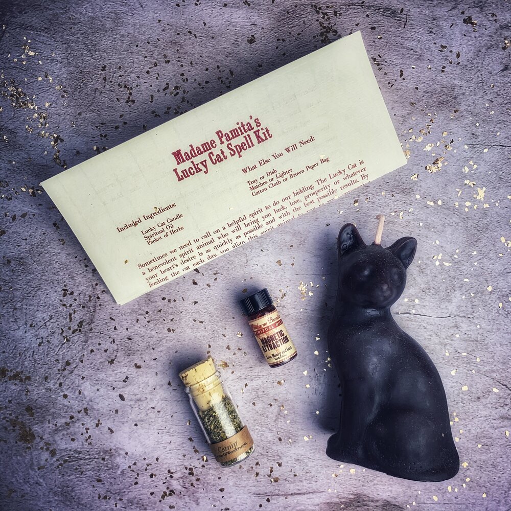 Lucky Cat Candle Spell Kit - The Pagan Grimoire