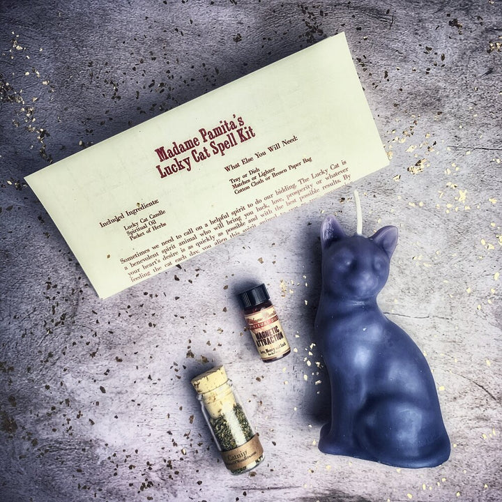 Lucky Cat Candle Spell Kit - The Pagan Grimoire