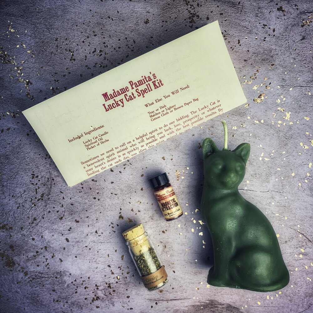 Lucky Cat Candle Spell Kit - The Pagan Grimoire