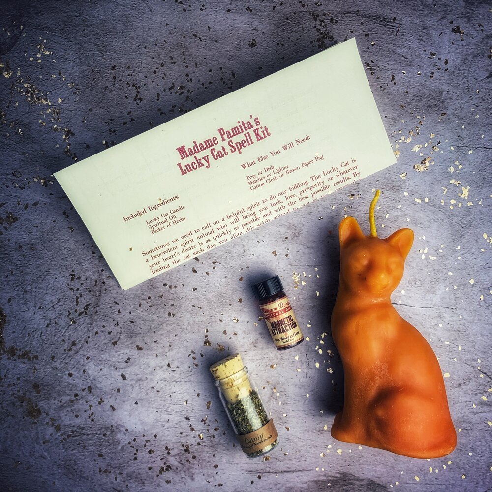 Lucky Cat Candle Spell Kit - The Pagan Grimoire