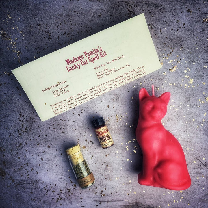 Lucky Cat Candle Spell Kit - The Pagan Grimoire