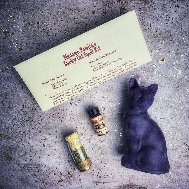 Lucky Cat Candle Spell Kit - The Pagan Grimoire