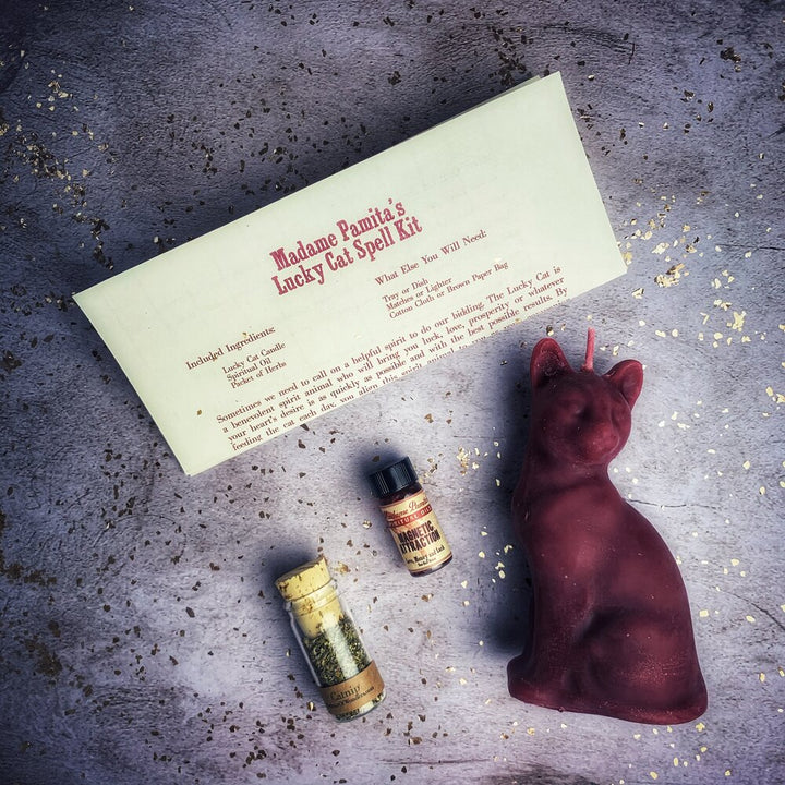 Lucky Cat Candle Spell Kit - The Pagan Grimoire