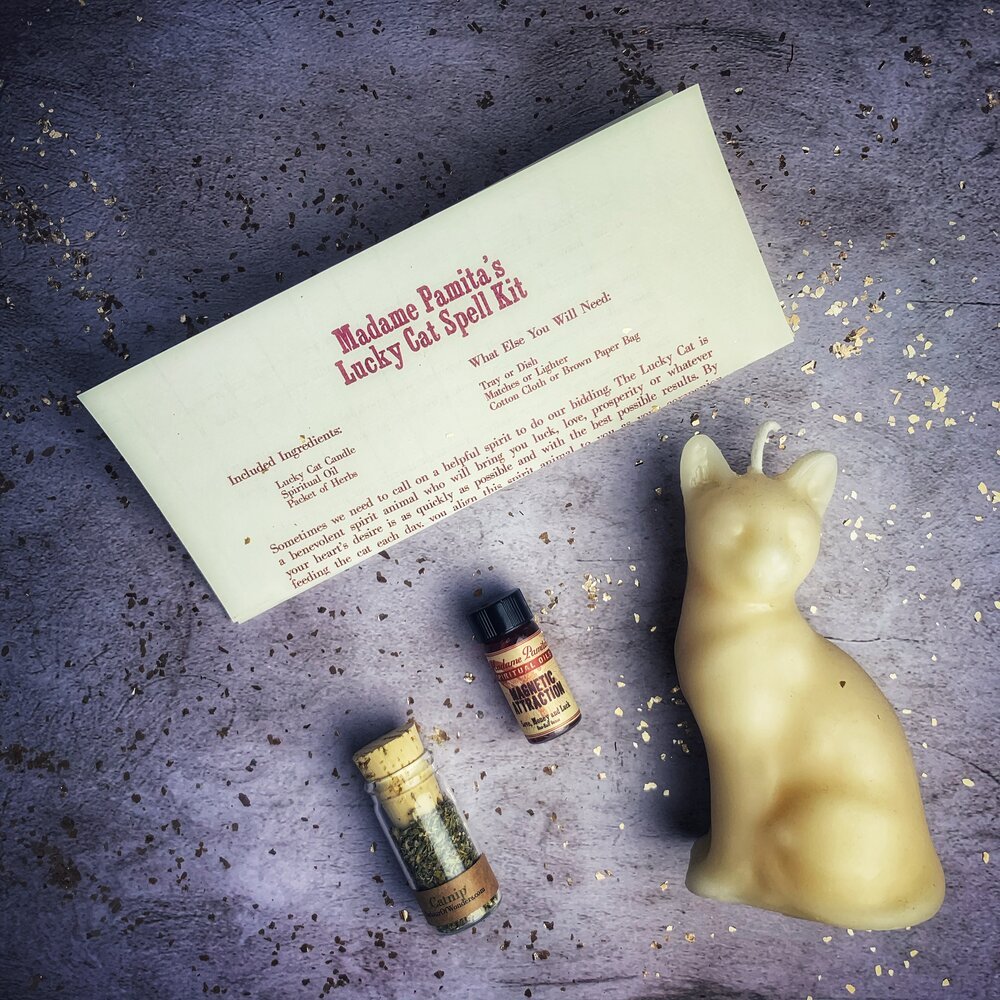 Lucky Cat Candle Spell Kit - The Pagan Grimoire