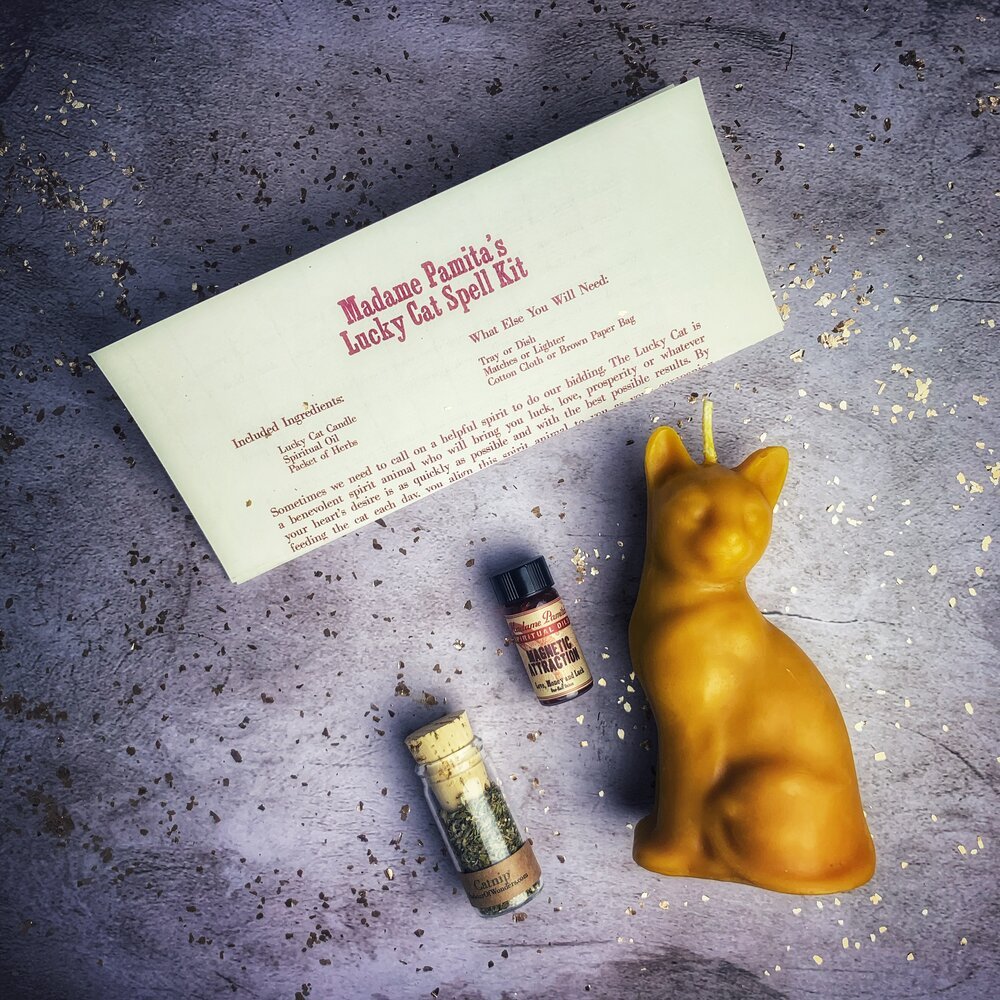 Lucky Cat Candle Spell Kit - The Pagan Grimoire