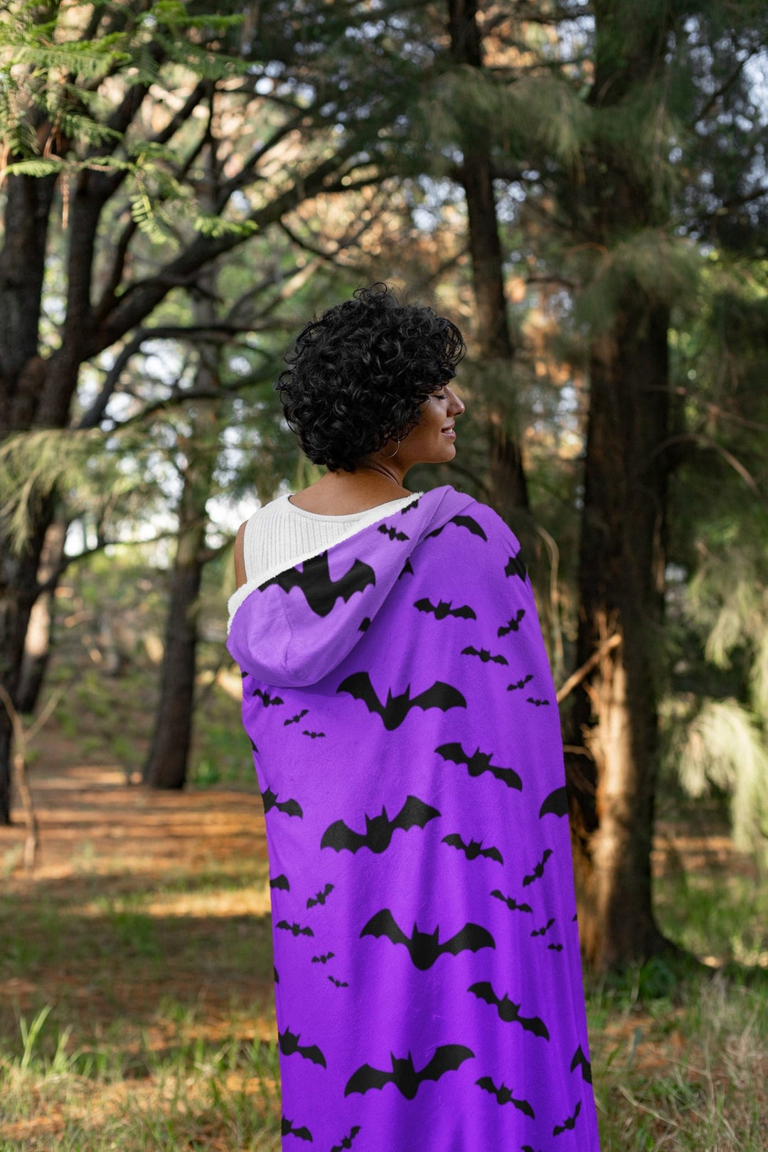 Purple Nocturne Bats Hooded Blanket - The Pagan Grimoire