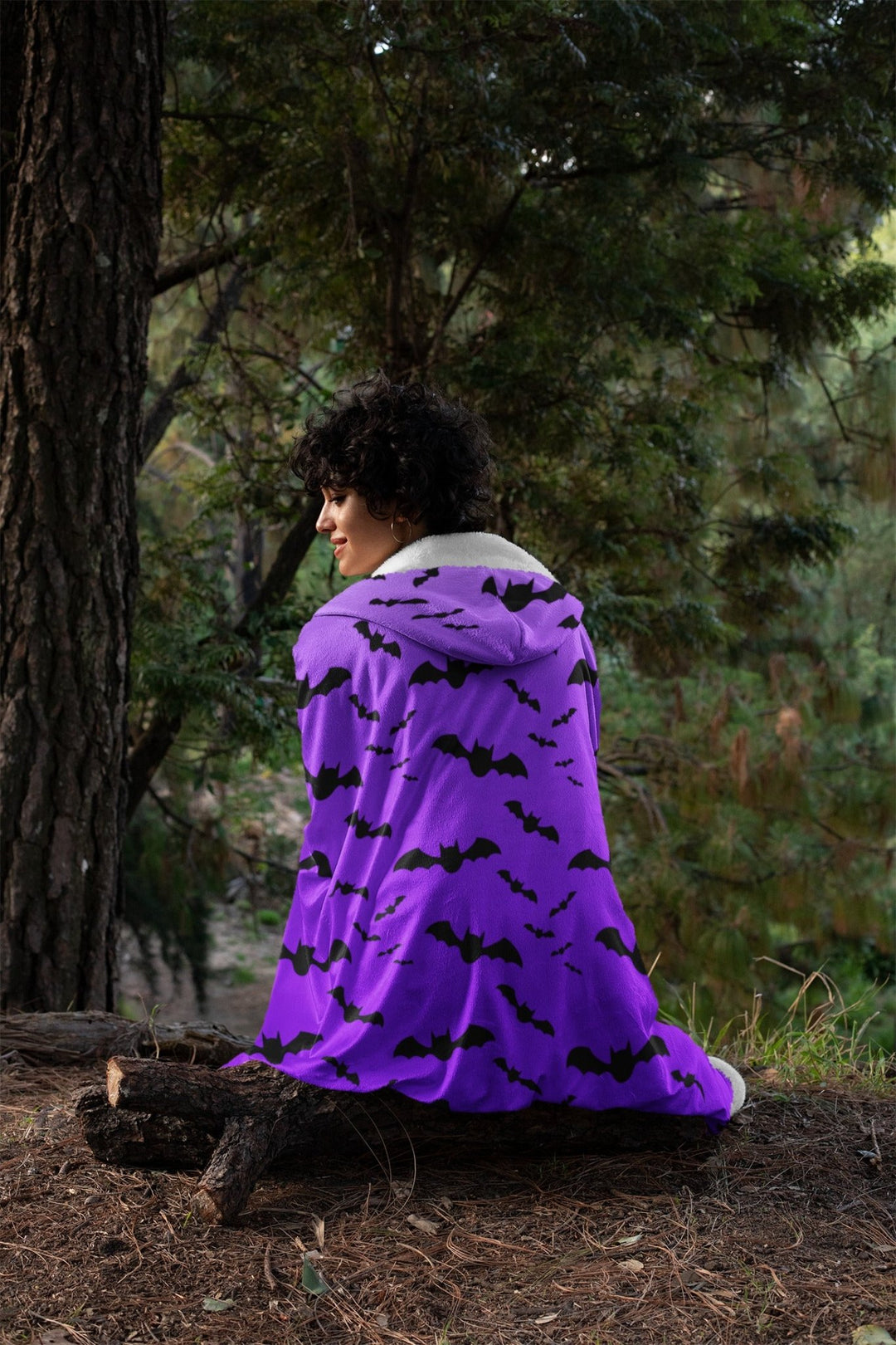 Purple Nocturne Bats Hooded Blanket - The Pagan Grimoire