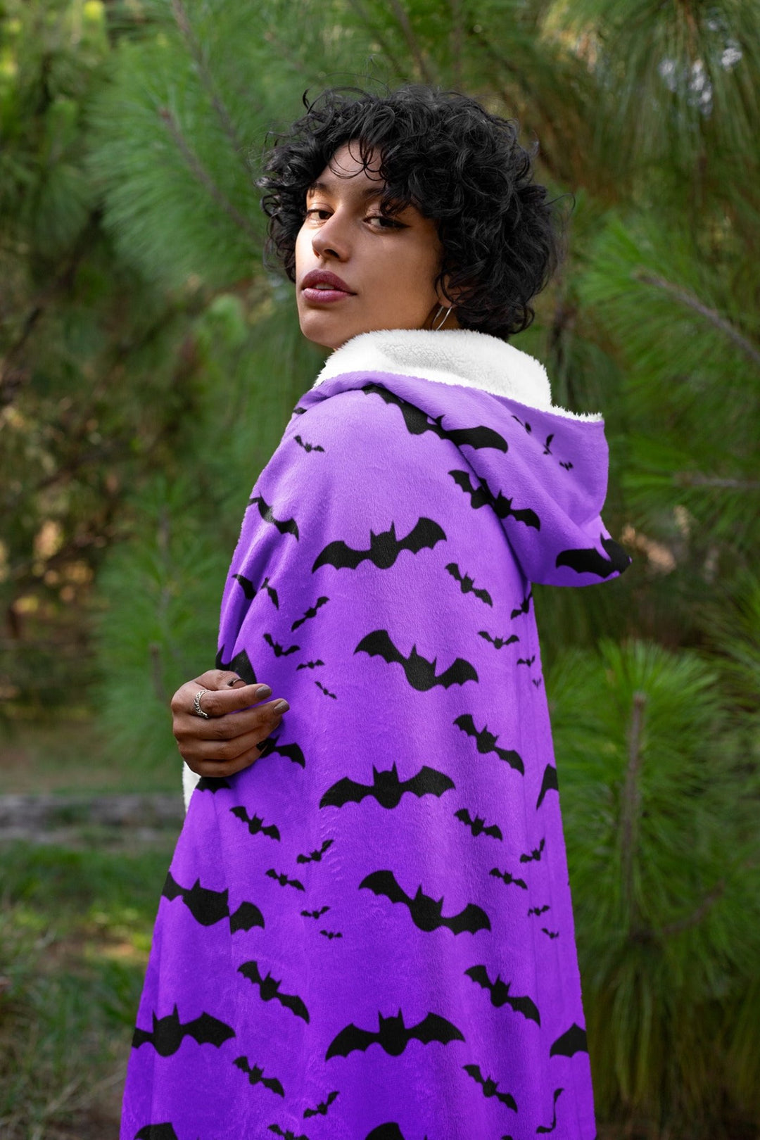 Purple Nocturne Bats Hooded Blanket - The Pagan Grimoire