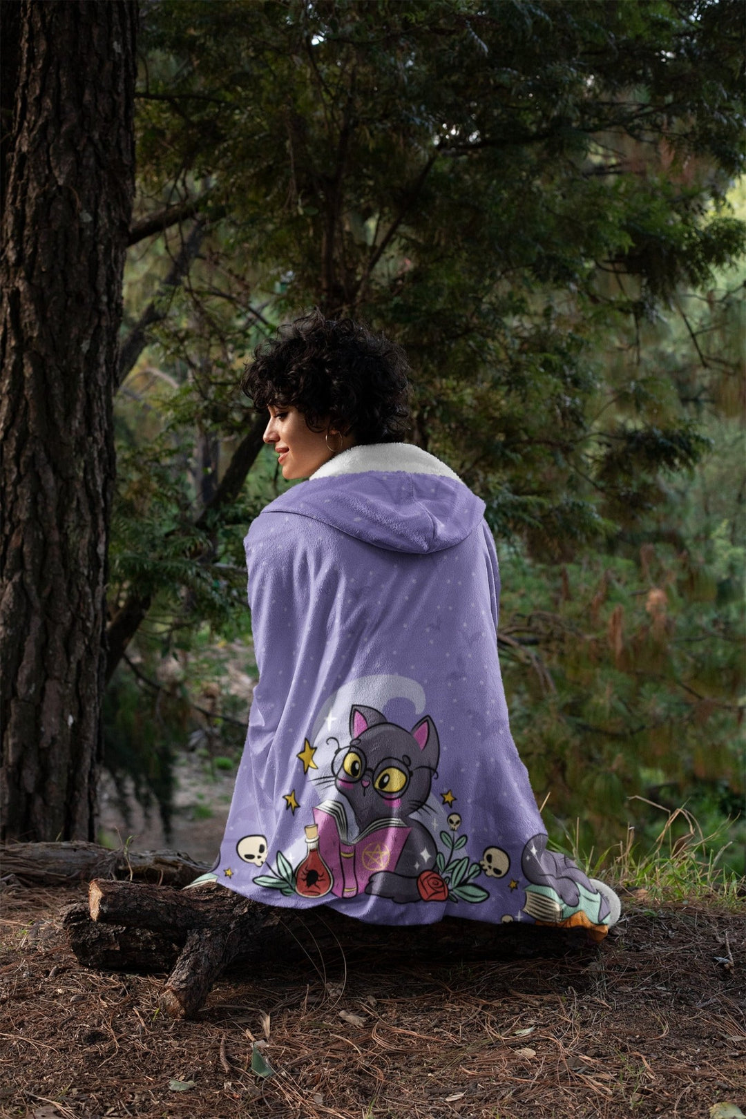 Spellbound Cat Hooded Blanket - The Pagan Grimoire