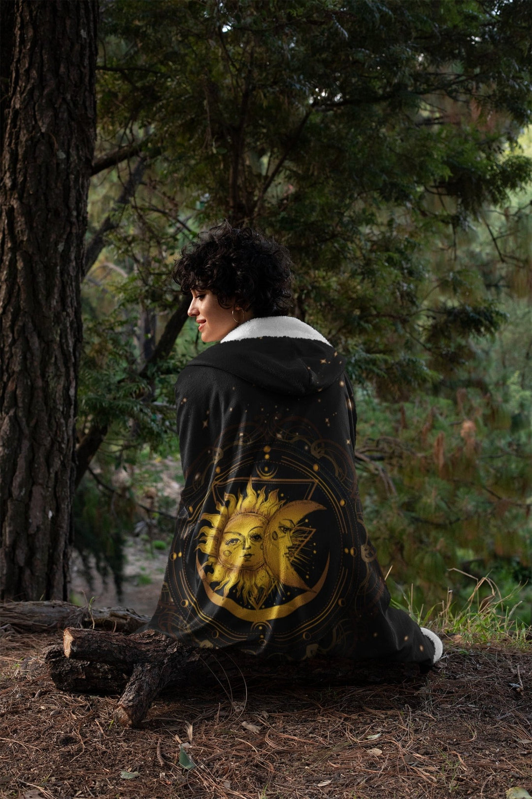 Sun Moon, and Stars Hooded Blanket - The Pagan Grimoire