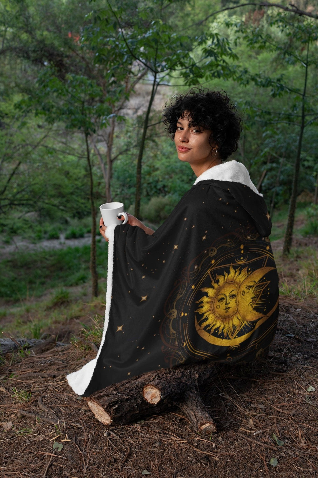 Sun Moon, and Stars Hooded Blanket - The Pagan Grimoire